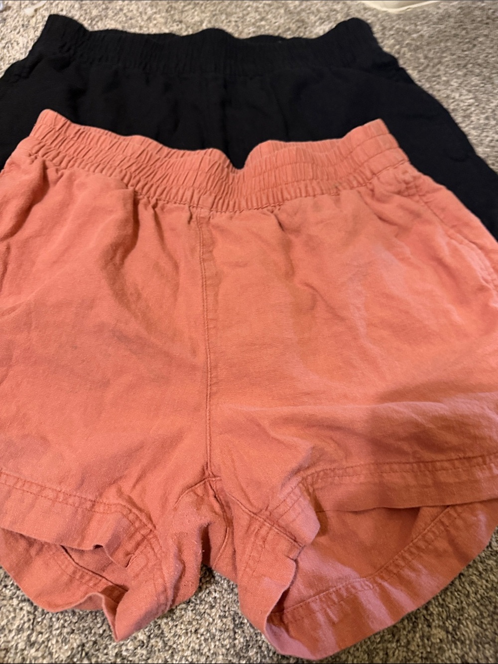 Old Navy Black and Coral Pink Elastic Waist Shorts Duo